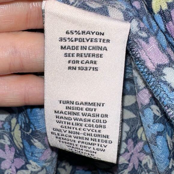 Nanette Lepore Blue Floral Smocked Peasant Blouse Size Small - Picture 7 of 10